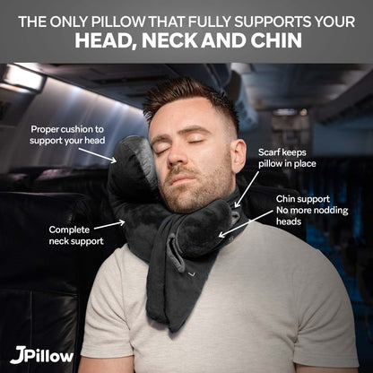 J-pillow Travel Pillow (Black/Grey)