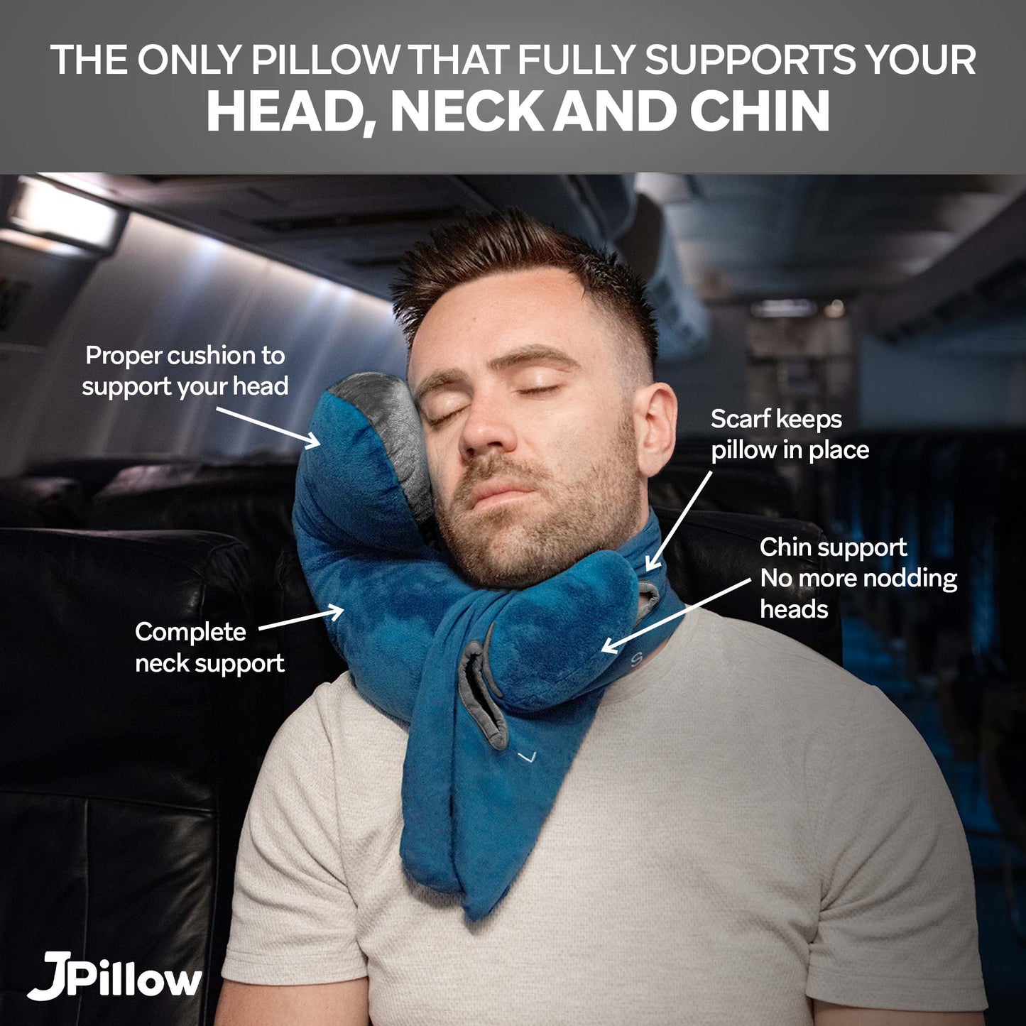 J-pillow Travel Pillow (Blue/Grey)