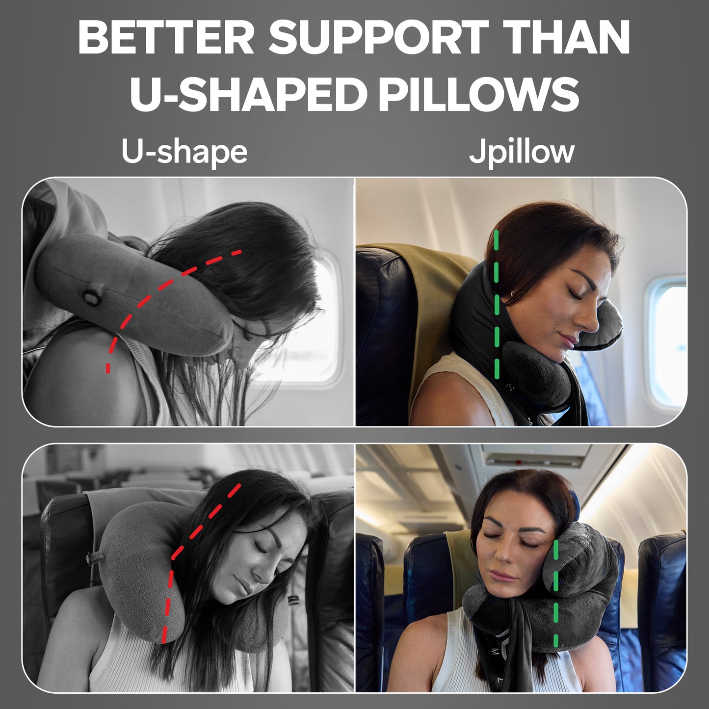 J-pillow Travel Pillow (Black/Grey)