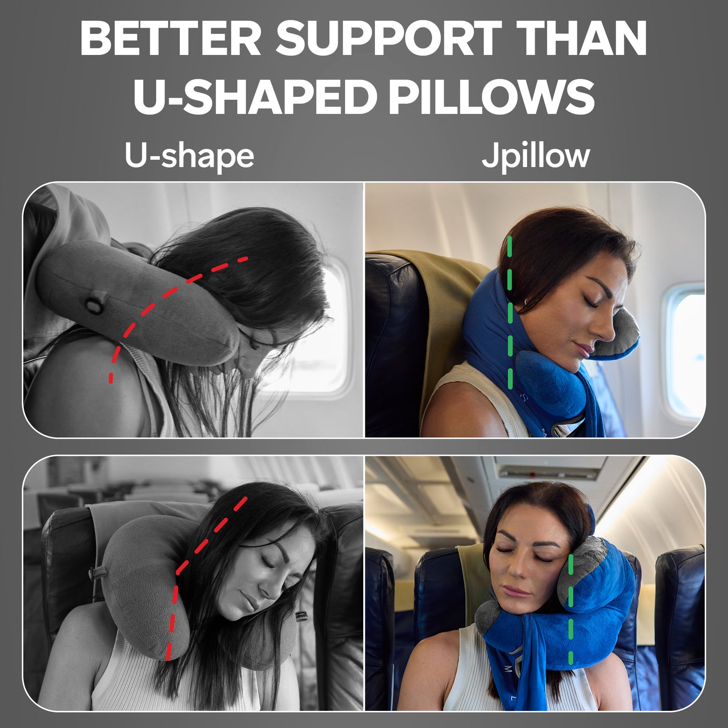 J-pillow Travel Pillow (Blue/Grey)